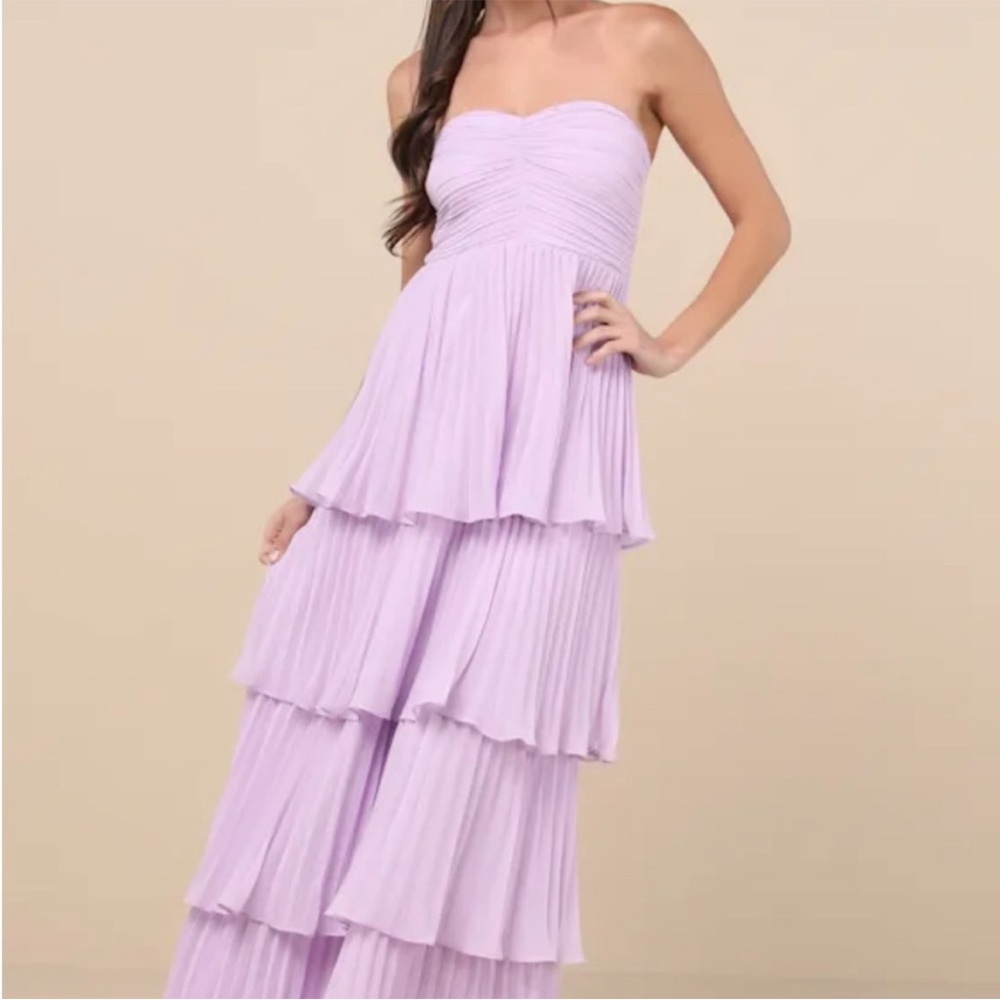 Elegant Lavender Strapless Maxi Dress